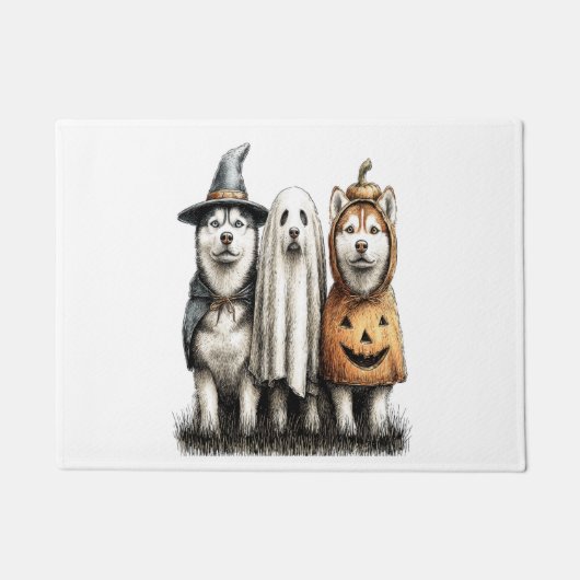 Halloween Geest Siberische Husky Hond Deurmat (Voorkant)