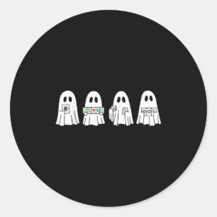 Halloween Geest Speelt Mahjong Griezelig Seizoen S Ronde Sticker