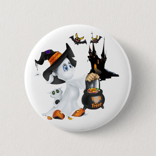 Halloween Geest Speld Ronde Button 5,7 Cm (Voorkant)