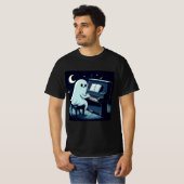 Halloween geest spelen piano grappig t-shirt (Voorkant volledig)