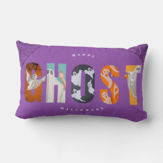 Halloween Geest Spelterig Cute Typografie Paars Kussen