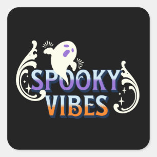 Halloween Geest Spetterende Vibes Typografie Lette Vierkante Sticker
