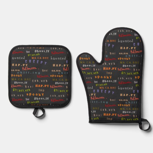 Halloween Geest Spoken  Ovenwant & Pannenlap Set (Voorkant)