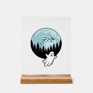 Halloween Geest Spokenbos Maan Vintage_1 Acryl Bord