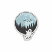 Halloween Geest Spokenbos Maan Vintage_1 Sticker (Voorkant)