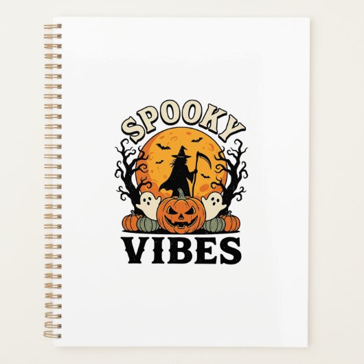 Halloween Geest Spookstemming Pompoen Heks Vintage Planner (Voorkant)