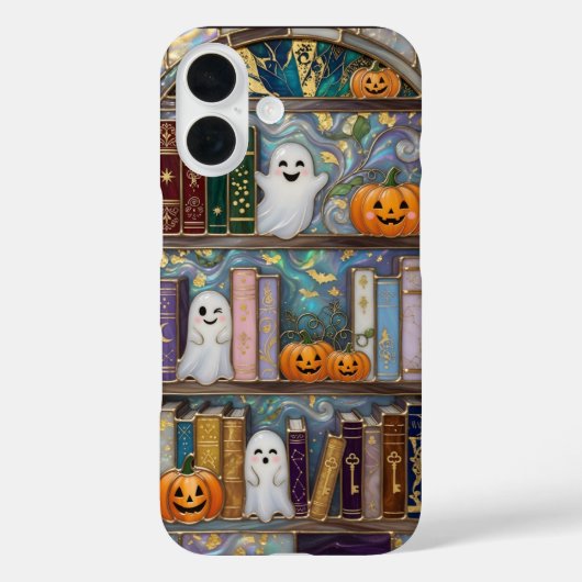 Halloween Geest Telefoonhoes Pompoen Boekenplank C Case-Mate iPhone Case (Achterkant)