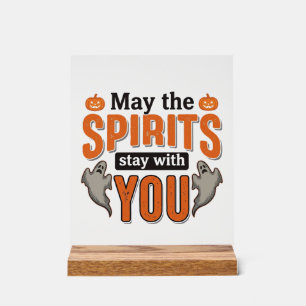 Halloween Geest Typografie Vintage Gravure Ontwerp Acryl Bord