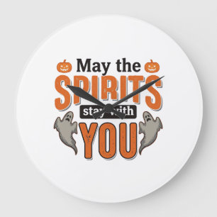 Halloween Geest Typografie Vintage Gravure Ontwerp Grote Klok