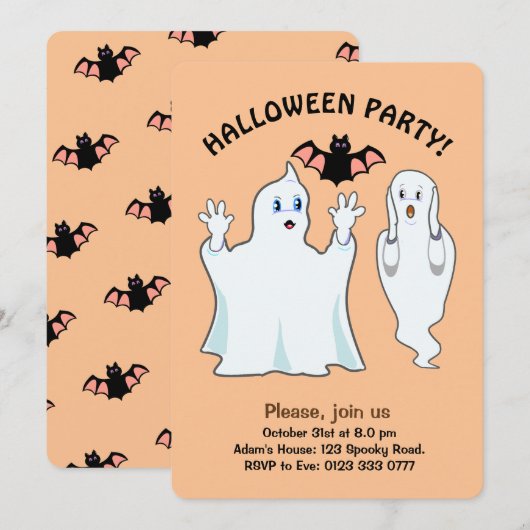Halloween Geest Uitnodiging (Voorkant / Achterkant)