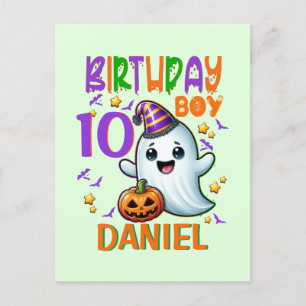 Halloween Geest Verjaardagsjongen Griezelfeest Ont Briefkaart
