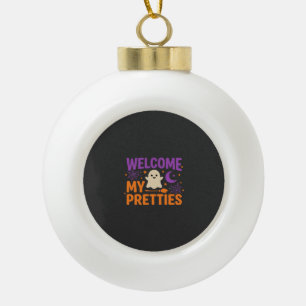 Halloween Geest Verwelkom Mijn Schoonheden SVG-ont Keramische Bal Ornament