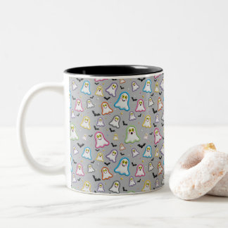 Halloween Geest, Vleermuizen, Ster, Confetti op Gr Tweekleurige Koffiemok