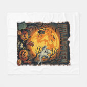 Halloween Geest Volle Maan Jack Lanterns Zombie Ha Fleece Deken (Voorkant (Horizontaal))