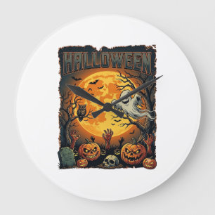 Halloween Geest Volle Maan Jack Lanterns Zombie Ha Grote Klok