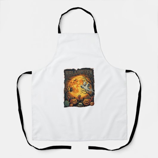 Halloween Geest Volle Maan Jack Lanterns Zombie Ha Schort (Voorkant)