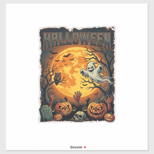 Halloween Geest Volle Maan Jack Lanterns Zombie Ha Sticker (Vel)