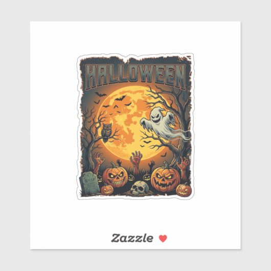Halloween Geest Volle Maan Jack Lanterns Zombie Ha Sticker (Vel)