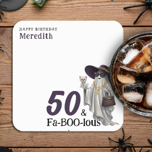 Halloween Geest Vrouw Fabelachtige 50e Verjaardag Kartonnen Onderzetters