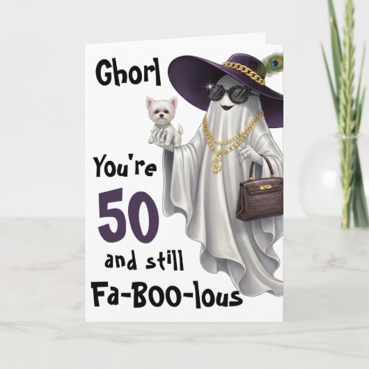 Halloween Geest Vrouwen Grappig Gelukkig 50e Verja Kaart (Voorkant)