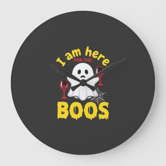 Halloween Geest Wijn Boos Ontwerp Grote Klok (Voorkant)