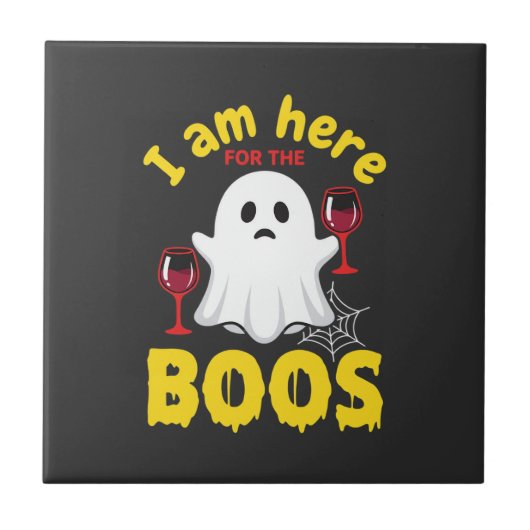Halloween Geest Wijn Boos Ontwerp Tegeltje (Voorkant)
