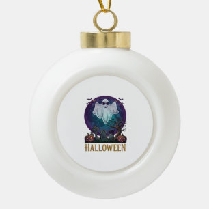 Halloween Geest Zonnebril Paarse Maan Kerkhof_1 Keramische Bal Ornament