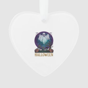 Halloween Geest Zonnebril Paarse Maan Kerkhof_1 Ornament