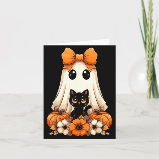 Halloween Geest Zwarte Kat Groovy Kaart (Voorkant)