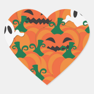 Halloween Geesten Behekste Pompoen Vlek Hart Sticker