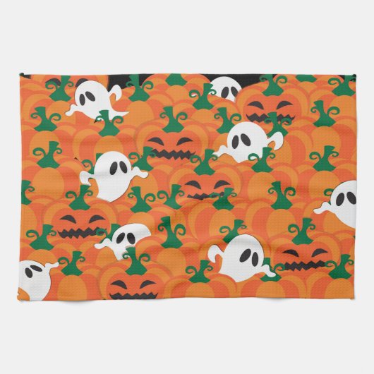 Halloween Geesten Behekste Pompoen Vlek Theedoek (Horizontaal)