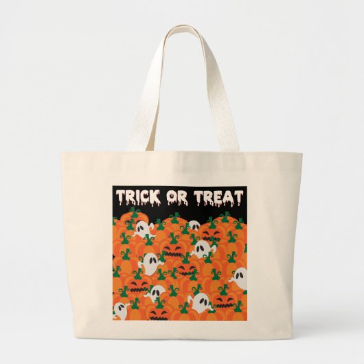Halloween Geesten Behekste Pompoenveld Grote Tote Bag (Voorkant)