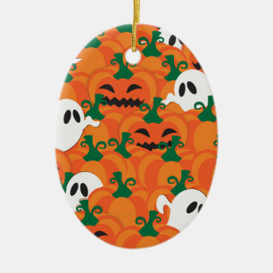 Halloween Geesten Behekste Pompoenveld Keramisch Ornament