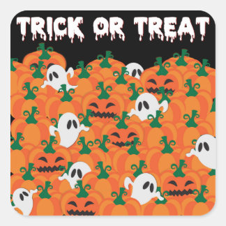 Halloween Geesten Behekste Pompoenveld Vierkante Sticker
