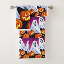 Halloween geesten en pompoenen bad handdoek