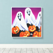 Halloween geesten en pompoenen canvas afdruk (Insitu (Houten vloer))