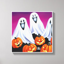 Halloween geesten en pompoenen canvas afdruk