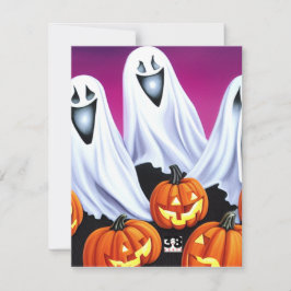 Halloween Geesten en Pompoenen Notitiekaartje