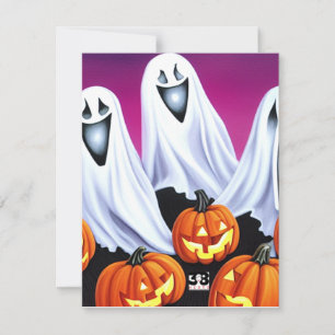 Halloween Geesten en Pompoenen Notitiekaartje