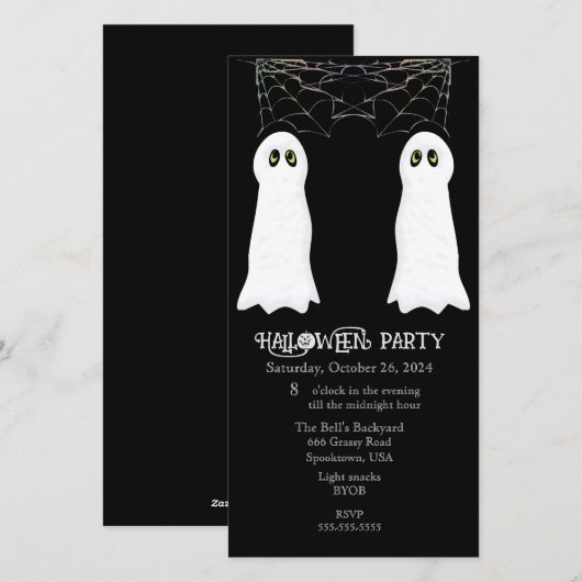 Halloween Geesten en Spinnenwebben Feest Feestdagenkaart (Voorkant / Achterkant)