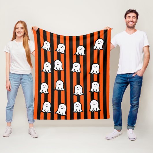 Halloween Geesten en Strepen Fleece Deken (In situ)