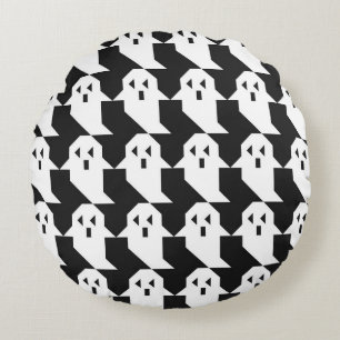 Halloween geesten: geometrisch naadloos patroon. rond kussen