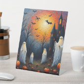 Halloween geesten in pompoen patch reclamebord met voetstuk (Insitu)