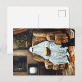 Halloween Geesten Kijken TV met Popcorn Uitnodiging Briefkaart (Voorkant / Achterkant)