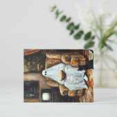 Halloween Geesten Kijken TV met Popcorn Uitnodiging Briefkaart (Staand voorkant)