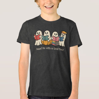 Halloween geesten lezen boeken  tekst Tri-Blend shirt