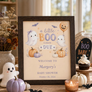 Halloween Geesten Little Boo Baby Shower Poster
