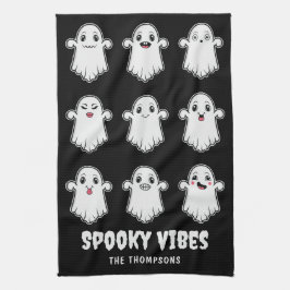 Halloween Geesten Met Verschillende Gezichtsexpres Theedoek