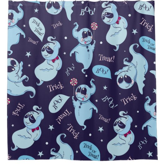 Halloween geesten, naadloos patroon. Douchegordijn (Voorkant)