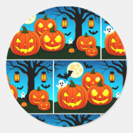Halloween geesten, pompoenen, vleermuizen ronde sticker